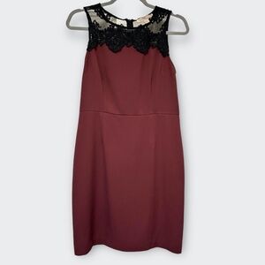 FOREVER 21 CONTEMPORARY Cocktail Dress M Y2K Wine Black Lace Sheath Whimsigoth